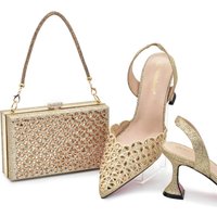 Spring style pointed toe stiletto heel fashion casual large shallow mouth sequins single shoes bag matching