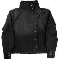 Y2k Fencing Vintage Wash Gradient Irregular Buttons Gothic Harajuku Streetwear Canvas Cotton Casual Jacket