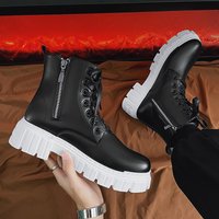 Men's Shoes Martin boots men new side zipper work shoes leather high top boots autumn and winter men's shoes