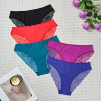 Underwear Lace Splicing Small Floral Slippery Material Half Hip Comfortable Breathable European American Low Waist Underwear