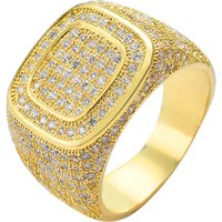 Gold-Plated Micro-Paved Hip-Hop CZ Men’s Full Diamond Ring