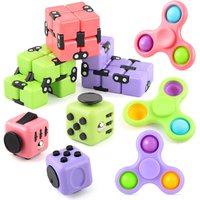 Stress Relief Toys Novel Decompression Set Infinite Rubik’s Cube Finger Gyro Bubble Music Decompression Dice Three Piece Set