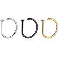 D shaped nose ring stainless steel free piercing punk style k gold plated nose nail lip ring piercing jewelry