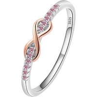 Women's Jewelry S925 Silver Ring Small Fresh Lucky 8 Shaped Ring Inlaid With Zircon Simple And Fashionable Single Row Tail Ring