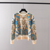 Clothing Retro Abstract Printed Round Neck Long Sleeve Sweater Joker Slim Bottoming Sweater