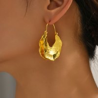 Women’s Jewelry Set Fashion Exaggerated Temperament Style Metal Earrings Simple And Versatile Pleated Gold Leaf Design Earrings Ins Earrings