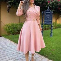 Women's Clothing coat lapel pleated strap belt temperament commuter dress
