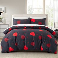 Soft Fiber Black Love Paisley Pattern Quilt Cover Duvet Cover Home Textile Bedding Three Piece Set