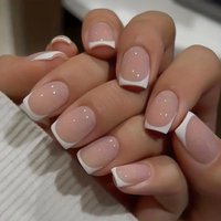 Short Square French Press On Nails – Classic & Elegant Fake Nails Reusable False Nails Glue & File 