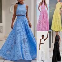 Clothing Sleeveless Long Skirt Pocket Suit Leisure Vacation Loose Two Piece Suit
