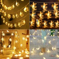 LED Star & Moon Fairy Lights Battery USB Solar Powered Decorative String Lights Christmas Ramadan Home & Party Decor (Warm 1.5m 12m