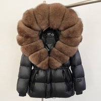 Goose Down Jacket For Women New High End Fur Fox Fur Large Fur Collar Hooded Down Jacket Mid Length Coat