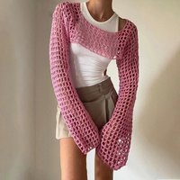 Elegant Lace Knit Sweater Fashion Round Neck Long Sleeve Oversized Pullover Top