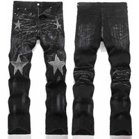 Trendy Stretch Slim Fit Jeans Rhinestone Flared Patchwork Style Nicholas Tse 3972