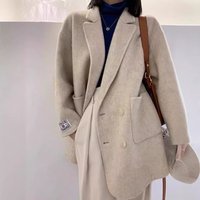" Double Faced Cashmere Coat – Oversized Wool Blend Jacket Korean Style Short Coat Fall & Winter Soft & Warm Outerwear"