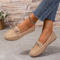 Plus Loafers Metal Accents Slip On Comfort Flats Lightweight Soft Sole Casual Shoes Everyday Wear