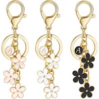 Hot Selling Handmade 26 Letter Flower Keychain Cute Fashion Student Bag Pendant Key