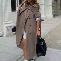 Clothing windbreaker solid long temperament casual loose coat