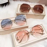 Ocean Gradient Sunglasses Fashion Trendy Rimless Cut Edge UV Protection Street Style Glasses