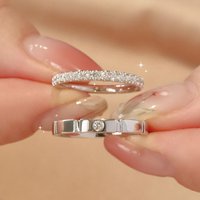 s925 sterling flashing niche couple wedding ring row ring moissanite diamond ring female all match couple ring