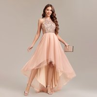 Clothing Style Halter Neck Sequin Splicing layer Mesh Sleeveless Irregular Swing Tutu Ball Gown