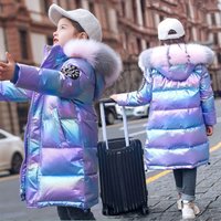 “Korean-Style Winter Padded Jacket For Girls – Shiny Cotton-Insulated Coat (120-170cm) – Purple/Pink“