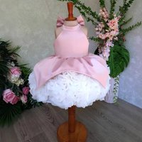 "Dreamy Pink Princess Dress – Satin & Tulle Sleeveless Gown For Girls' Parties, Photos & Special Occasions (80-160cm)"