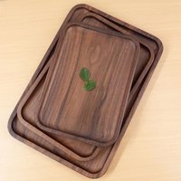 Japanese Style Black Walnut Wood Tray – Rectangular Multi-Purpose Serving Tray For Tea Cups & Dining