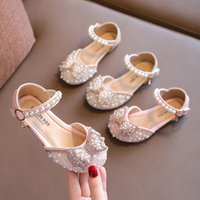 Sandals 2025 Small Medium Soft Bottom Closed Toe Princess Shoes Non Slip Rhinestone Princess Shoes Sparkling