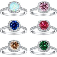 Women's Jewelry Inlaid Opal Emerald Ruby Garnet Sapphire Topaz Crystal Colored Gemstone S925 Sterling Silver Ring