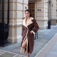 Clothing autumn winter lapel Maillard style coat composite fur plush leather jacket