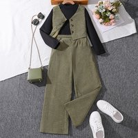 set autumn winter item Korean version vest cardigan sleeved knitted sweater long pants