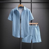 Men's Clothing Casual Suit Trendy Fashion Loose Large Size Short Sleeved Shirt Shorts Two Piece Suit