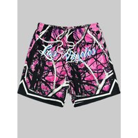 Clothing 2025 European American Floral Pattern Letter Print "Los Angeles" Waist Pockets