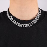 15mm With Diamonds Full Diamond High-Quality Alloy Necklace Men’s Hip-Hop Cool Cuban Chain