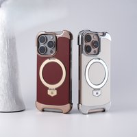 Zunjie Leather Frameless Compatible IPhone 17 Electroplated Magnetic Stand Phone Case 16 Ultra thin