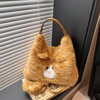 Bags Plush Cute Cat Underarm Bag Winter Backpack Large Capacity Commuter Tote Bag
