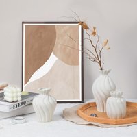Modern Minimalist Ceramic Vase Set – 3 Piece Water Ripple Vases Fresh Dried Flowers White &