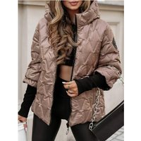  Oversized Patchwork Hooded Jacket – Cozy Cotton Blend Bio Down Filling Autumn & Winter 