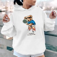 Clothing Autumn winter style bear letters fashion printed back collar plus velvet hooded sweatshirt foreign trade clothing
