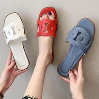 SHLIANG Slippers Summer Brand Slides Open Toe Flat Casual Shoes Leisure Sandal Female Beach Flip Flops Slippers Big Y0277