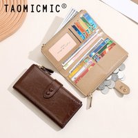 Wallet Large Capacity Multiple Card Slots Double Fold Double Zipper Clutch Wallet Money Clip 6 Colors Available