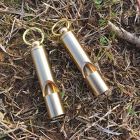 Premium Solid Brass Whistle – Ultra Loud Emergency Survival Tool Outdoor Hiking Camping & Keychain EDC 