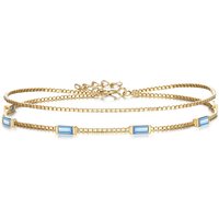 Ever Faith Dainty Emerald-Cut Blue Zicron Cubic Zirconia Charm Link Bracelet