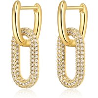 Ever Faith 14K Gold Plated Tiny Dainty Huggie Hoop Earrings with Cubic Zirconia