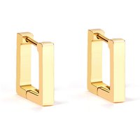18K Gold Plated Stainless Steel Square Hoop Earrings, 14mm Small Geometric Rectangular Huggies