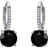 Ever Faith Black Round Drop Leverback Dangle Earrings with Full Cubic Zirconia