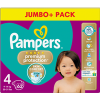 Pampers Premium Protection Nappies Size 4 62 Pack Jumbo+ Pack