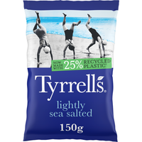 Tyrrells Hand-Cooked English Crisps Lightly Sea Salted 150g