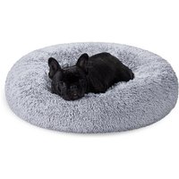 Feandrea Fluffy Dog Bed, Cat Bed, Doughnut Cushion, 70x70x20cm, Grey